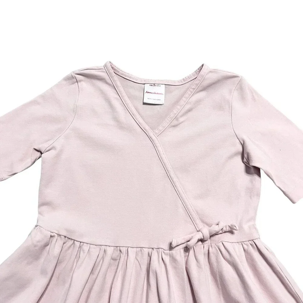 Hanna Andersson Sz 100 (4) Pink Wrap Twirl Dress